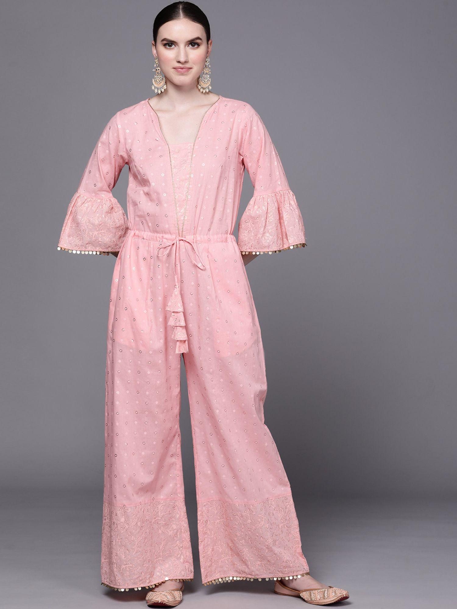 women pink printed basic jumpsuit