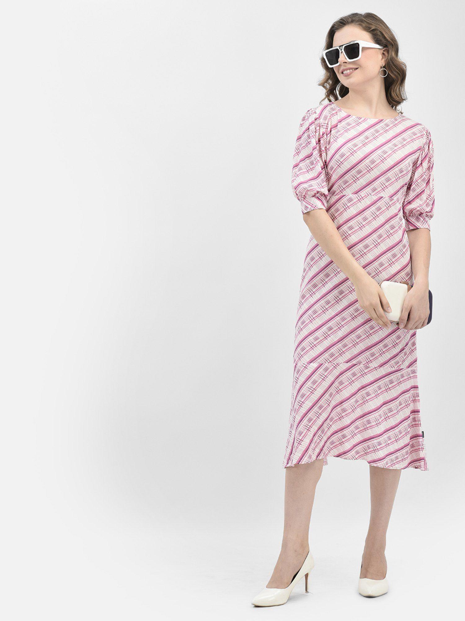 women pink printed dress