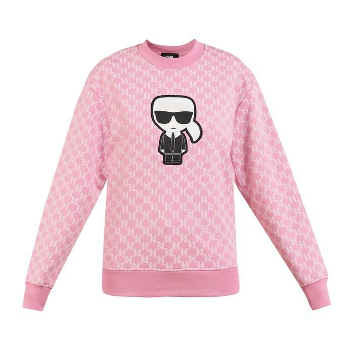 women pink printed monogram sweat shirt