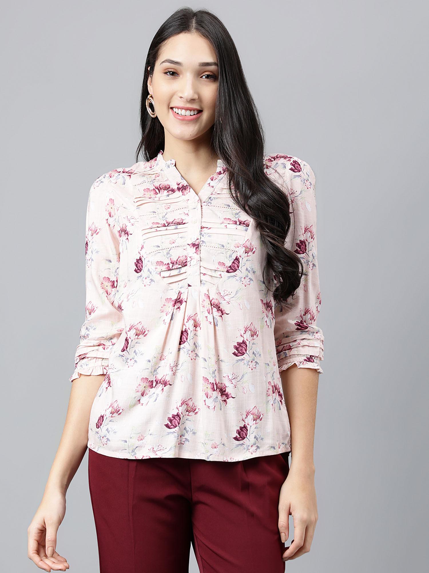 women pink printed top