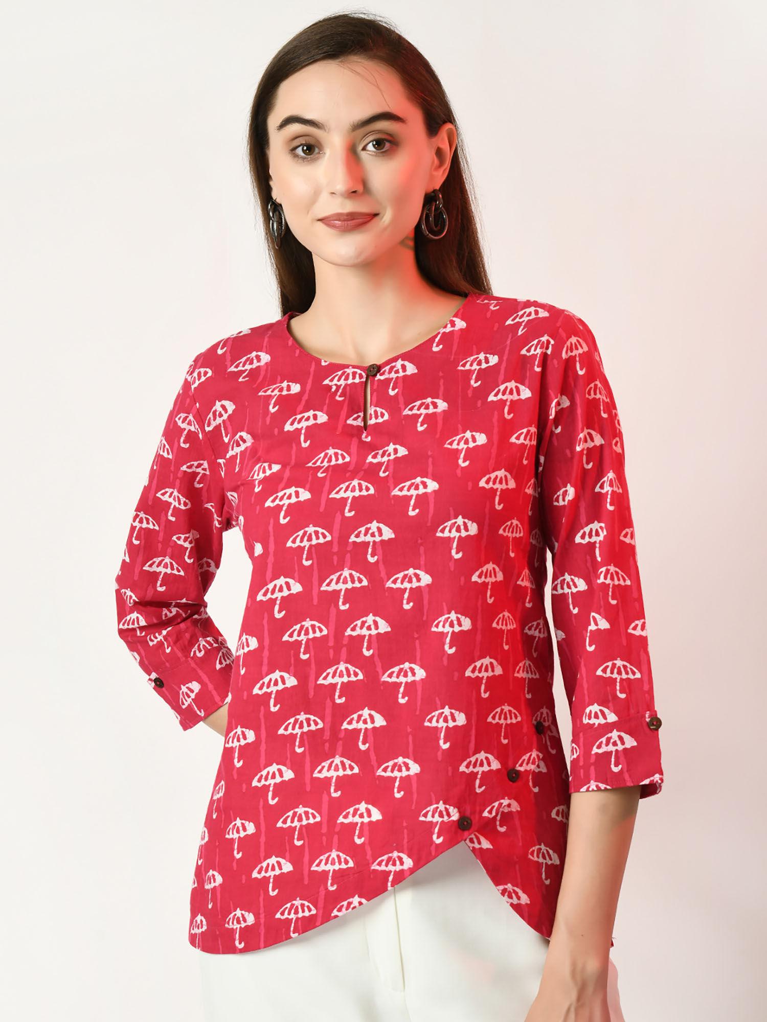 women pink printed tunic