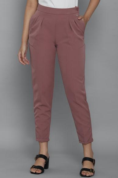 women pink regular fit solid casual trousers