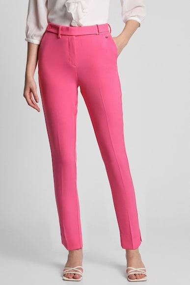 women pink regular fit solid formal trousers