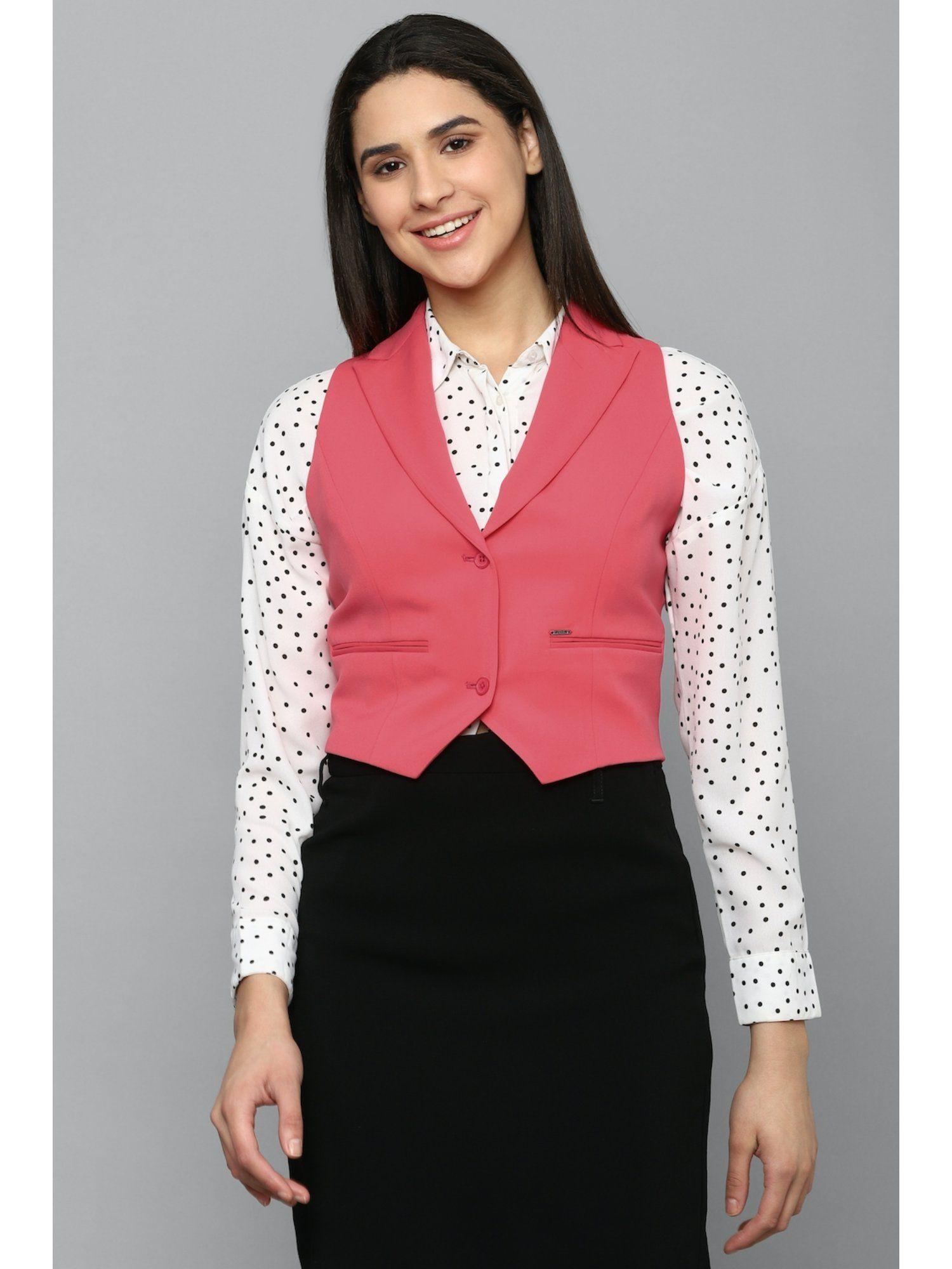 women pink regular fit waistcoat