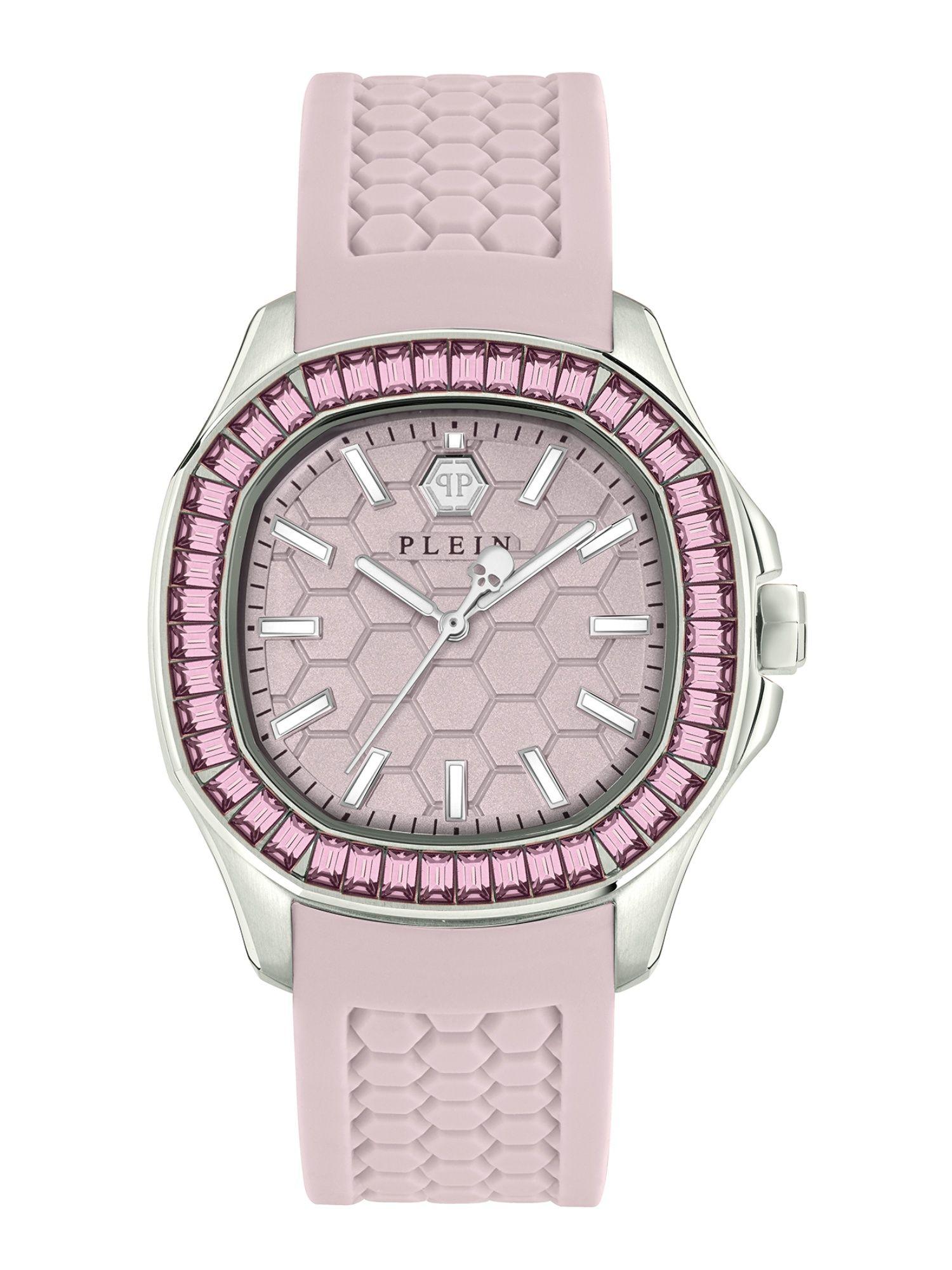 women pink round analog stainless steel dial watch-pwtaa0123 (m)