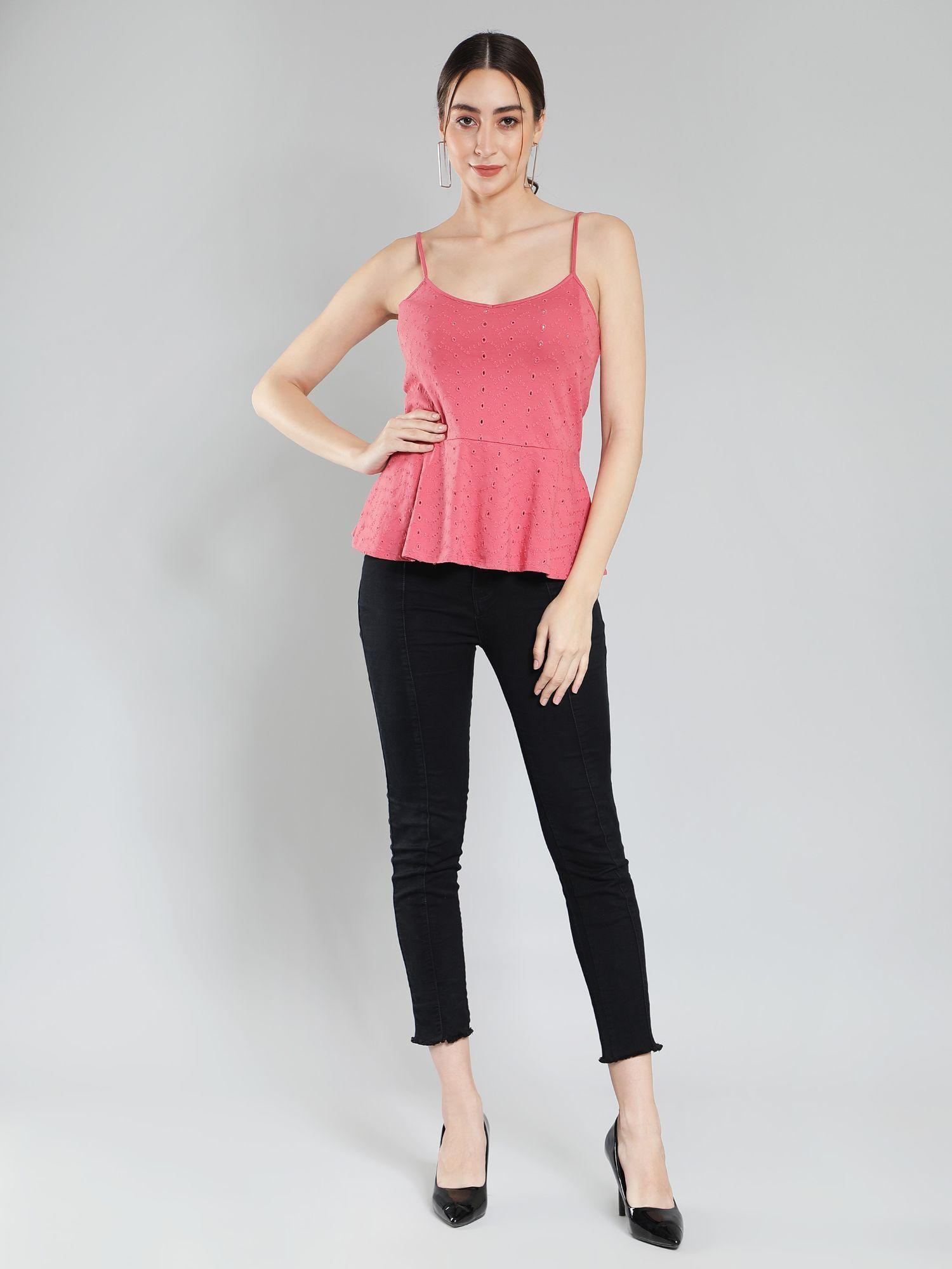 women pink schiflli striped empire top