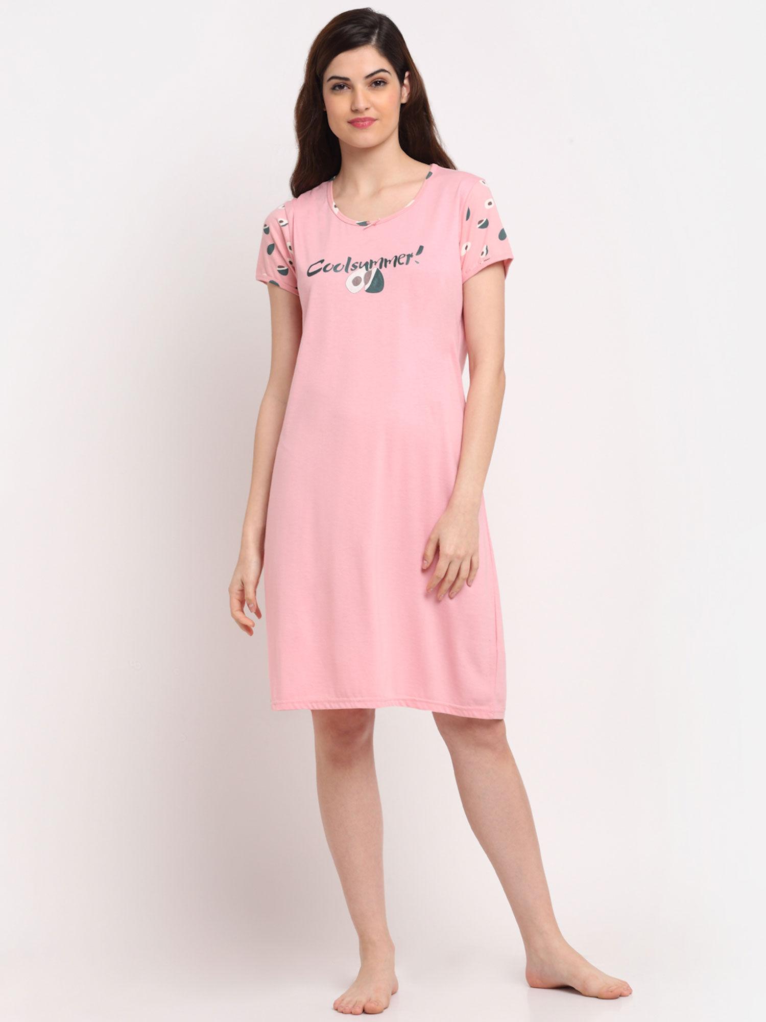 women pink short nighty (s)