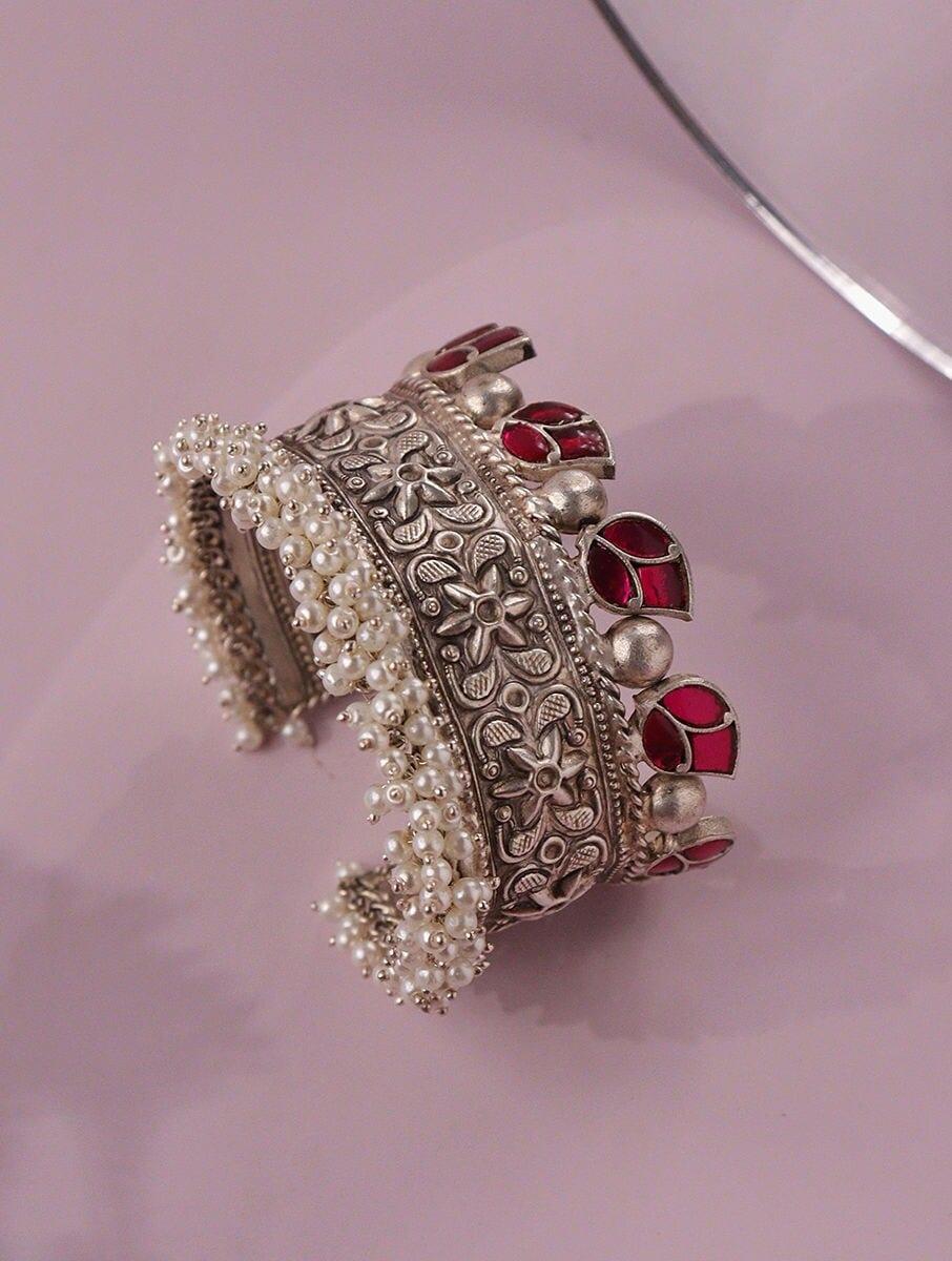 women pink silver tone alloy cuffs &amp; bracelet