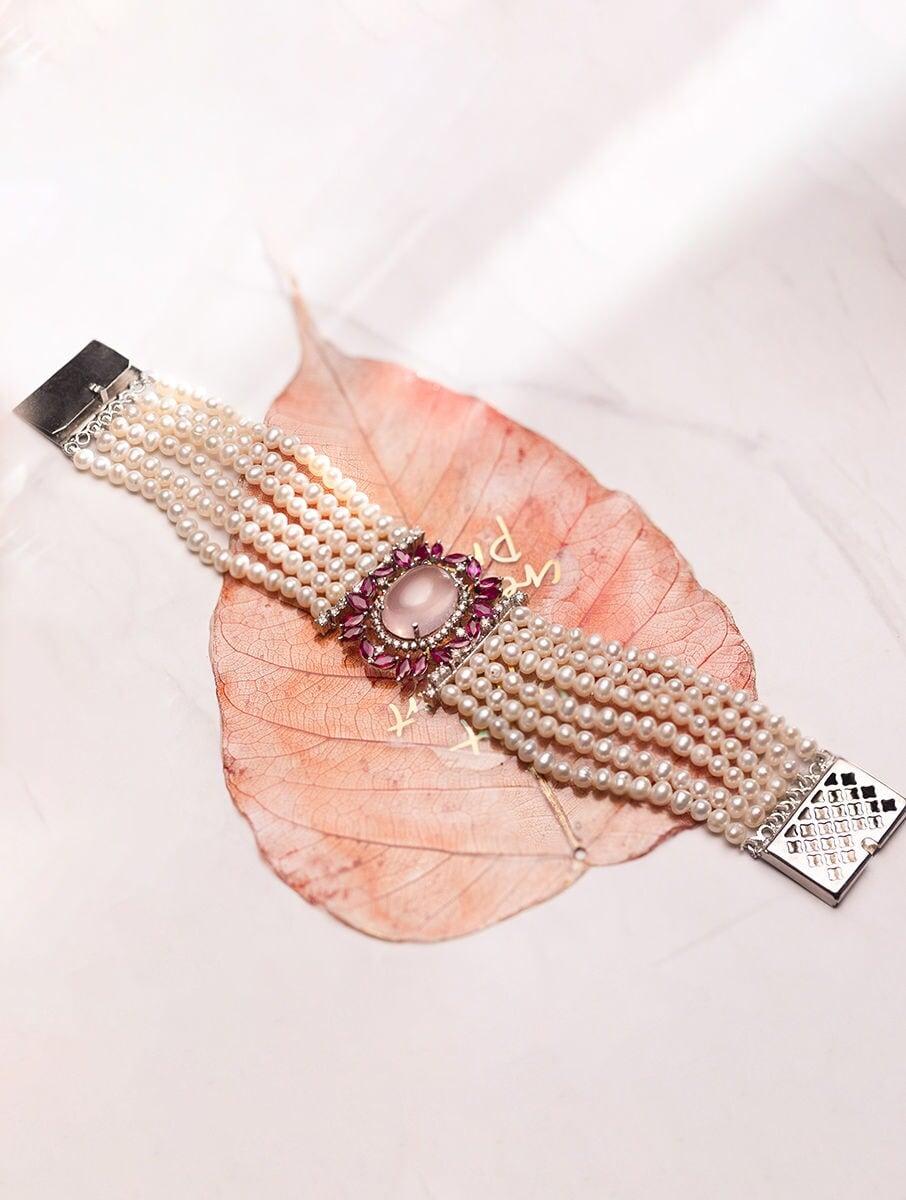 women pink silver tone silver cuffs &amp; bracelet