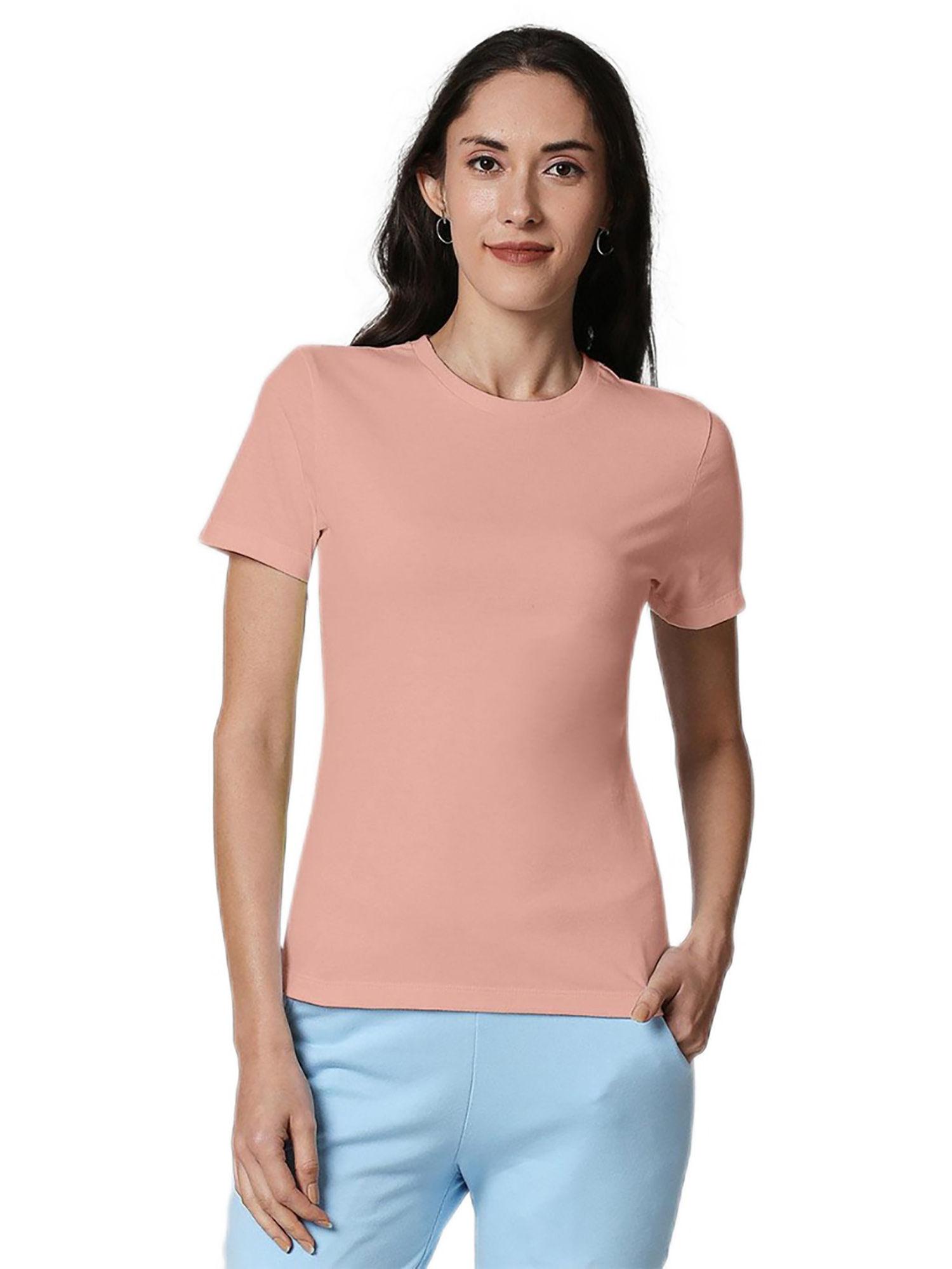 women pink slim fit t-shirt