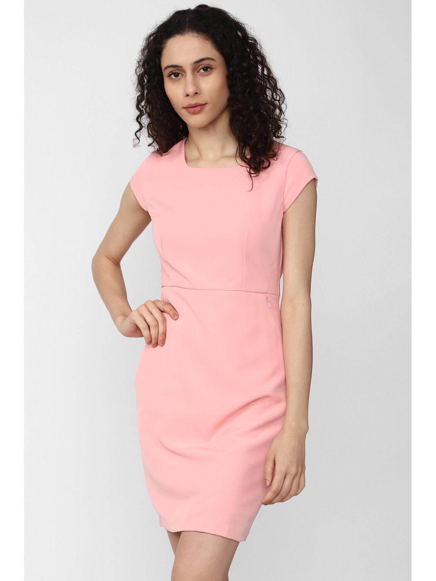 women pink solid casual dress