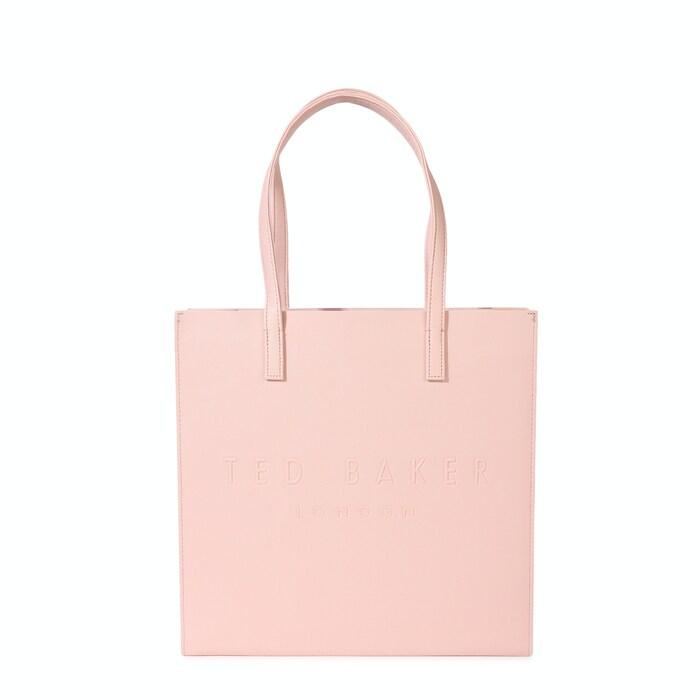 women pink solid-crosshatch small tote bag