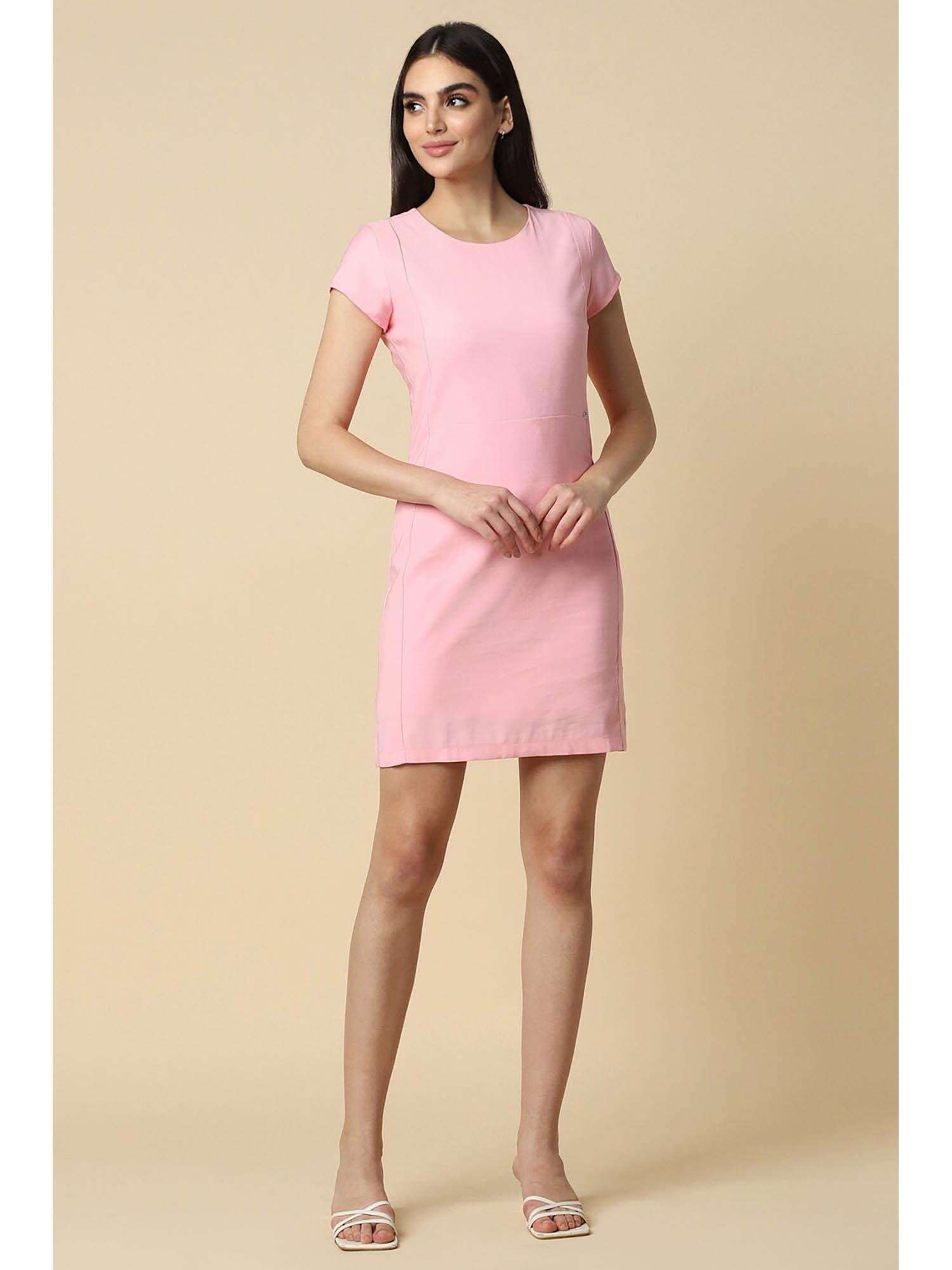 women pink solid formal dress