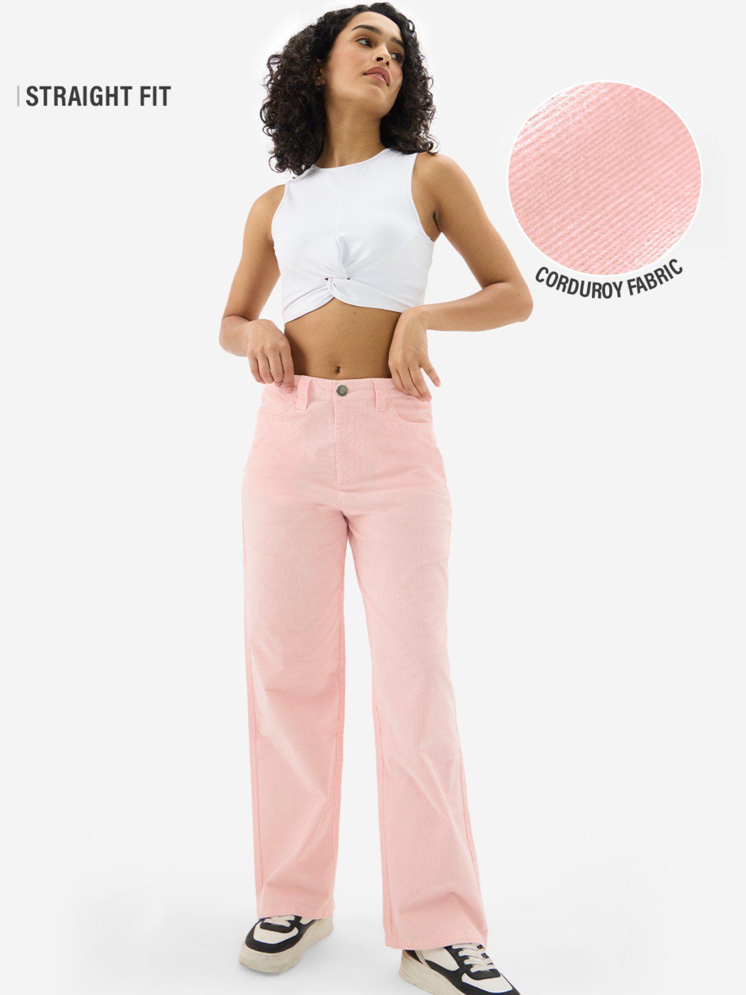 women pink solid pant