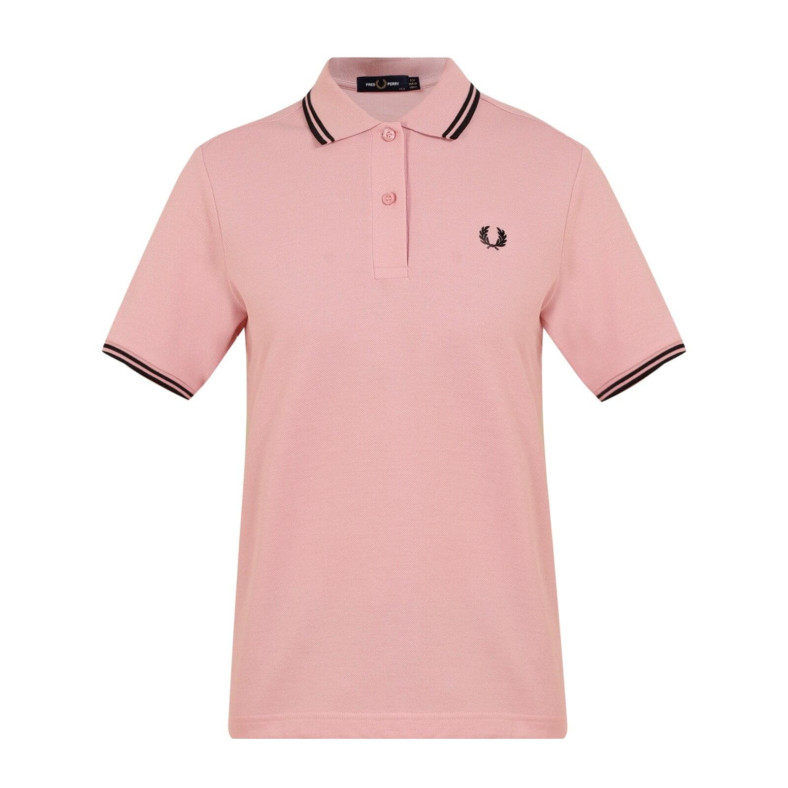 women pink solid twin-tipped logo polo