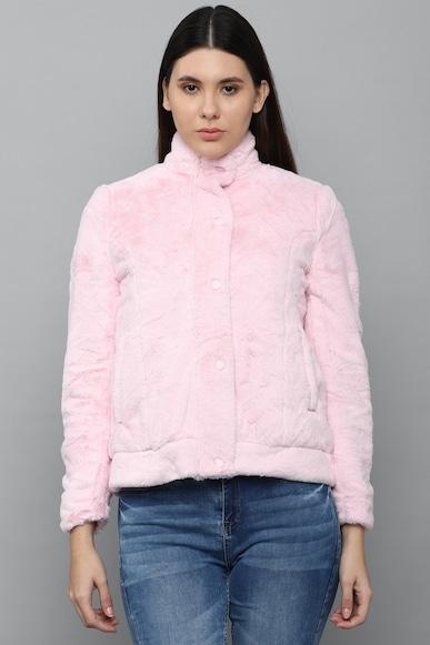 women pink textured casual jacket