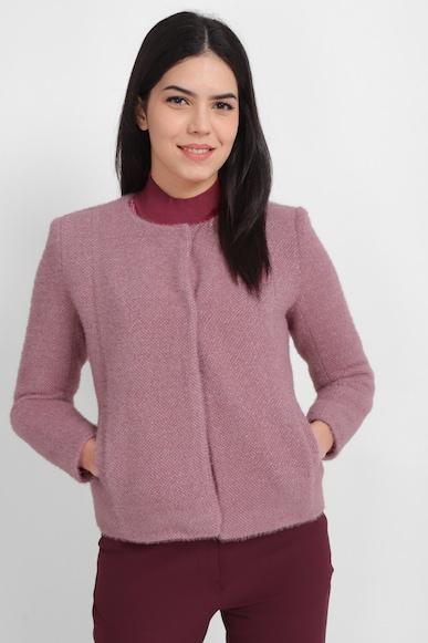 women pink textured casual jacket