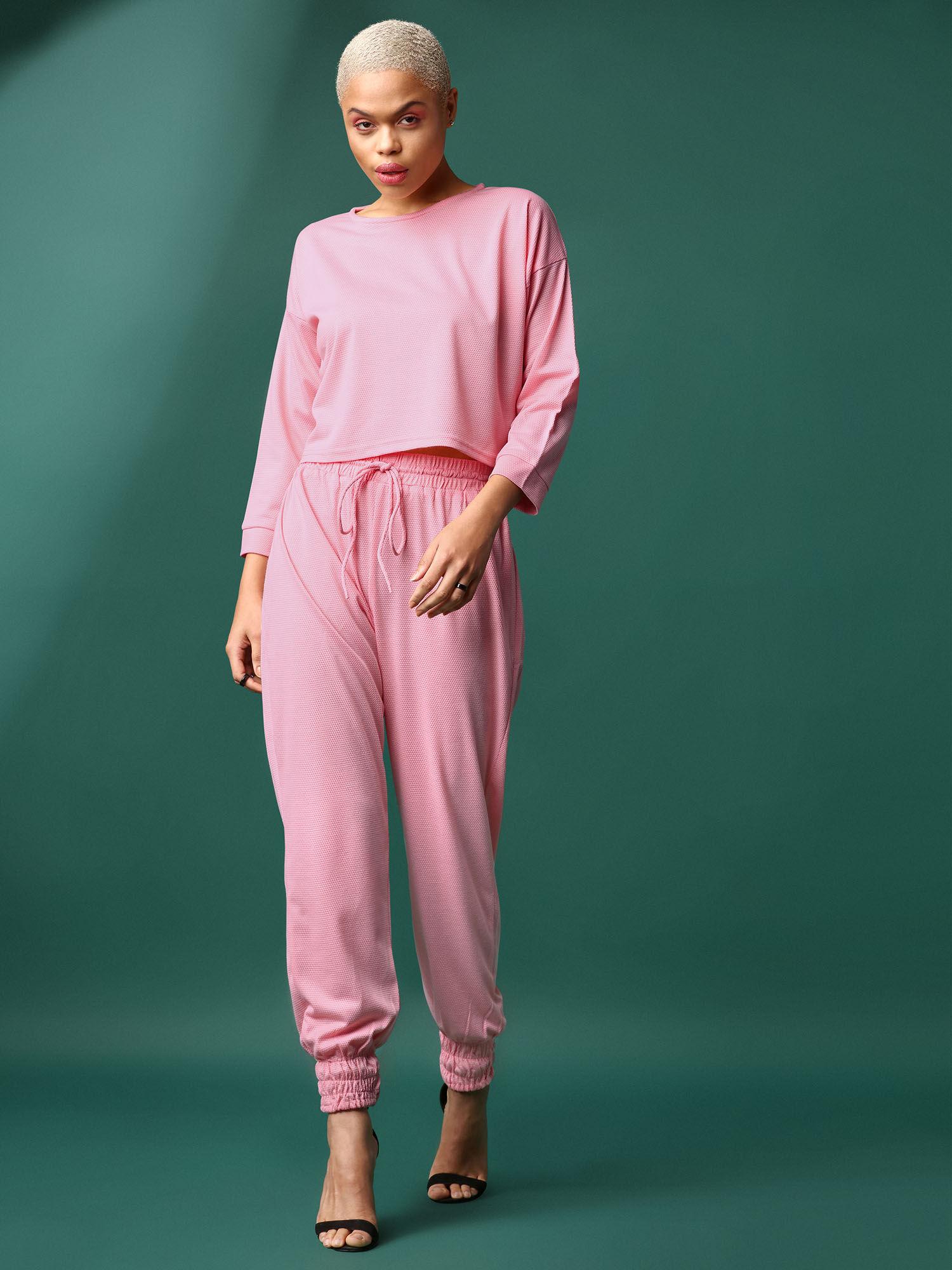 women pink top & joggers co-ord (set of 2)