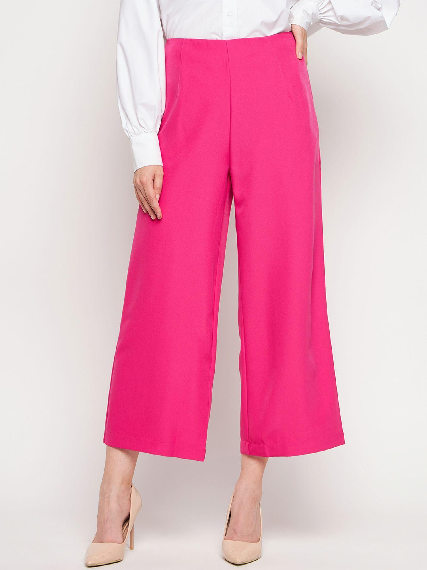 women pink trousers