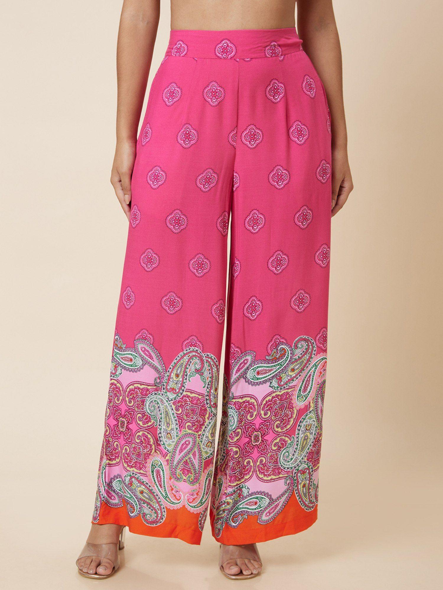 women pink wide leg palazzo