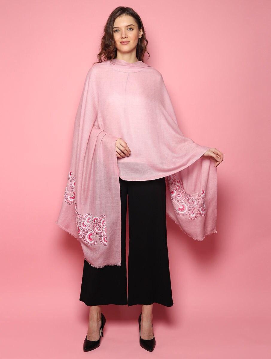 women pink wool hand woven shawls