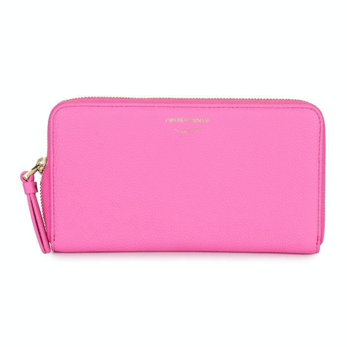 women pink zip around wallet
