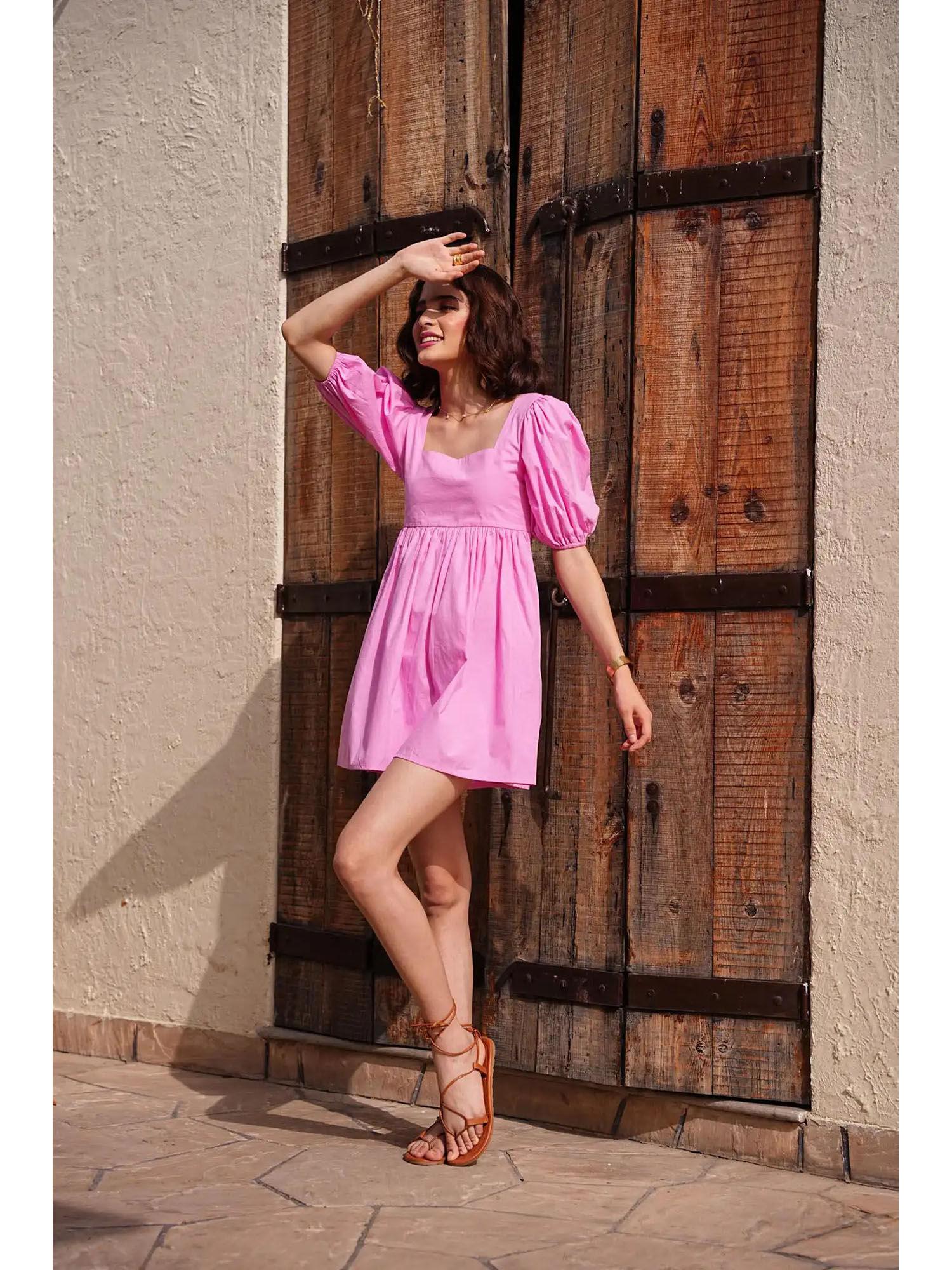 women pinkrose backless dress