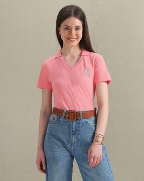 women pique regular fit polo t-shirt