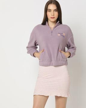 women placement embroidered regular fit sweatshirt