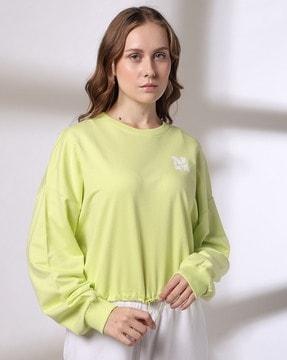 women placement embroidered regular fit sweatshirt