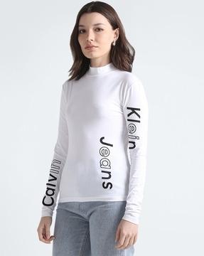 women placement logo print regular fit crew-neck t-shirt