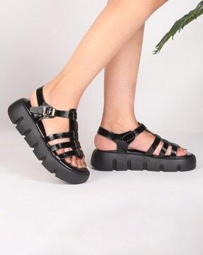 women platform sandals with buckle strap