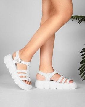 women platform sandals with buckle strap