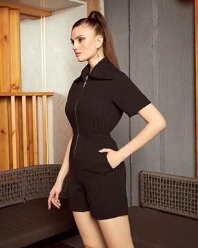 women playsuit with zip accent