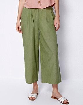 women pleat-front regular fit culottes