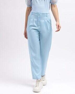 women pleat-front straight fit  pants