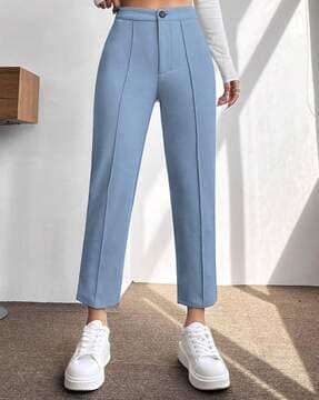women pleat-front straight fit pants