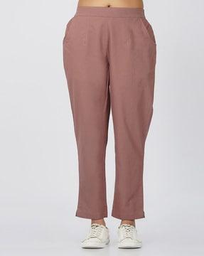 women pleat-front straight fit trousers