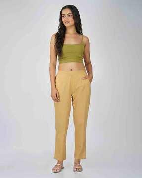 women pleat-front straight fit trousers