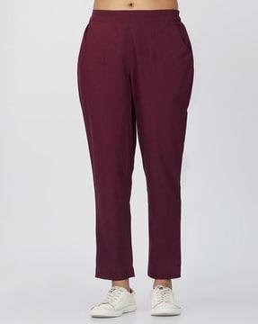 women pleat-front straight fit trousers