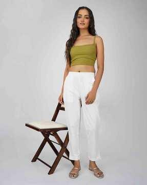 women pleat-front straight fit trousers