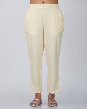 women pleat-front straight fit trousers