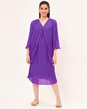 women pleated a-line dress with slip