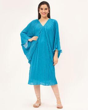 women pleated a-line dress with slip