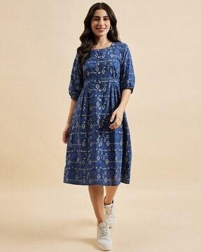 women pleated a-line dress