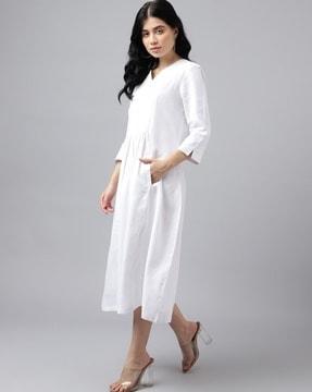 women pleated a-line dress