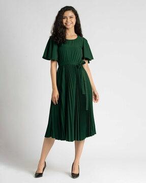 women pleated a-line dress