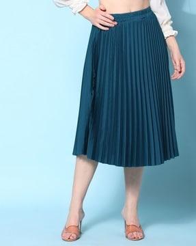 women pleated a-line skirt with elasticated waist