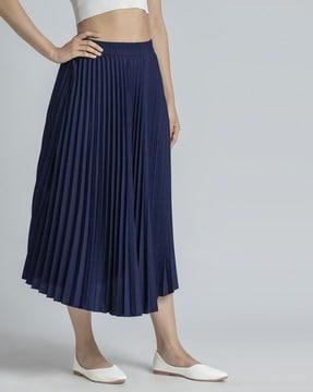 women pleated a-line skirt with elasticated waist