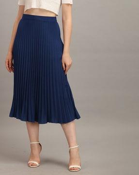 women pleated a-line skirt with elasticated waistband